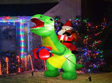 Santaco Christmas Inflatables Outdoor Santa Claus Riding Dinosaur Lights Dcor INFL1046
