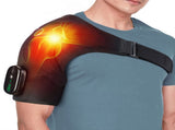 Black Rechargeable Heated Shoulder Massager with LED Display - Adjustable Compression Wrap for Pain V888-ELOSUNG15101