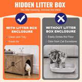 VEVOR Cat Litter Box Enclosure Wooden Litter Box Furniture Hidden 2 Rooms Greige V952-JSDMMSPWQ472MXLF5V0