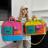 Color-Block Stitching Large Travel Duffel Bag Multi-Functional Hand Luggage for Casual V1232-ZSBB-002