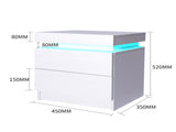 Levede Bedside Tables RGB LED Side Table White FU6001-WH