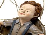 Swing Statue Tree Hanging Ornament Sleeping Boy Look Swinging Figurine Sculpture Decor for Outdoor V1294-YM0901-3111240162011