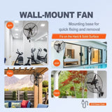 VEVOR Wall-Mount Misting Fan Oscillating Metal Fan 61.6 cm 3 Speed Waterproof V952-GYBGSFSYCSS24BCVOV3