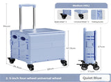 Foldable Rolling Storage Cart with Telescopic Handle - Large Capacity, Portable Utility Box 45L blue V888-ELOSUNG10740