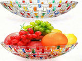 2 Pack Colorful Crystal Glass Fruit Bowls, 10" Hand Painted Woven Art Bowl, Decorative Large Plate V1259-DP01-A-925