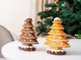 2 Pcs Charming Gingerbread Christmas Tree Figurine - Festive Resin Holiday V888-ELOSUNG27680