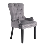 French Provincial Dining Chair Ring Studded Velvet Rubberwood Leg LISSE GREY V274-FT-VFC-1141-GY1