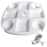Outdoor Umbrella Table with 4 Cup Holders and 4 Snack Compartments Plastic Tray for Garden V1294-YM0721-10222088