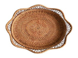 Woven Fruit Basket Bowl, Decorative Rattan Storage Organizer for Kitchen Counter, Sturdy Wicker V1366-AZ2-W-16793