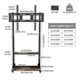 Adjustable Rolling TV Stand for 40 to 100 Inch Screens with Shelves V767-U-Z1813-86