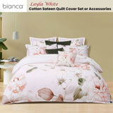 Bianca Layla White Floral Printed Cotton Sateen Quilt Cover Set Queen V442-BCA-QUILTCS-LAYLA-WHITE-QS