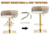SERENIT Modern Velvet Breakfast Bar Stools Swivel Barstools Adjustable Counter Stools with Backrest V255-SE-GP1782-IVORY