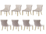 8x Velvet Upholstered Dining Chairs Tufted Wingback Side Chair with Studs Trim Solid Wood Legs for V226-SW8809BG-4