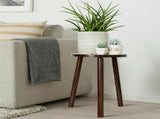 2Pcs Small Side Table Round End Table Wood Plant Stand Super Thick 3-Legs Stool V767-ZJJ461-G1