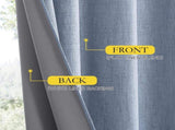 Stone Blue Vintage Linen 100% Blackout Curtains for Living Room,Thermal Insulated Curtains 63" V1258-DP02-C-1288