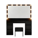 Artiss Dressing Table Vanity Desk Set Stool 12 Led Bulbs Black FURNI-N-DRESS02-LED-BK-AB