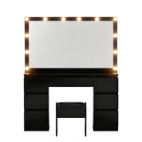 Artiss Dressing Table Vanity Desk Set Stool 12 Led Bulbs Black FURNI-N-DRESS02-LED-BK-AB