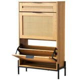 VEVOR Rattan Shoe Cabinet, Narrow Shoe Storage Organizer with 2 Flip Rattan Drawers & 1 Slide V952-FCTBXJ2C1XC2OJCICV0