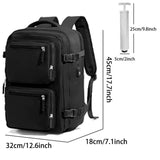 Black 35L Vacuum Compression Travel Backpack with Manual Air Pump, Shoe Zone and 15.6" Laptop House V888-ELOSUNG55195-1
