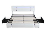 Levede King Bed Frame Leather Headboard RGB 2 Drawers BF1069-K