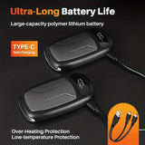 2PCS of rechargeable hand warmers with COB lights, featuring rapid heating, 3djustable modes,nd V1232-BXSNSQ001