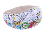 Inflatable Bean Bag Chair Doodle Pattern PVC Flocked Blow Up Sofa Chair for Living Room Bedroom V1294-YM0901-3116250014511