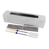 Tabletop Fire Pit Rectangle Concrete Grey Stainless Steel Liner with Lid Sticks Small Portable V1294-YM0901-3111230275111