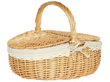 Wicker Bread Basket with Lid for Shopping, Vegetable Storage, and Travel - , Lightweight, V1366-AZ2-W-13511