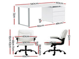 Artiss Computer Desk Executive Office Chairs Sets White DESK-140M-CHAIR-7023-WH