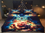 3pcs/set Special Owl Pattern Moon Milky Way Duvet Cover Pillow Cases Bedding Set V1294-YM0901-JY28752-01