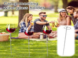 Metal Wine Glass Stake Rustproof Outdoor Drink Holder Ground Insert Stand for Garden Patio Picnic V1192-AZ-W-24140