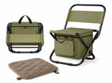 3-in-1 Green Large Portable Folding Camping Chair with Zippered Cooler Bag and 35*35cm Thick Plush V888-ELOSUNG52304