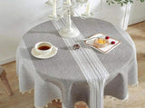 Round Polyester Tablecloth With Tassels, Decorative Machine Washable Table Cover For Indoor Outdoor V1237-ZY-807-190