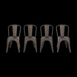 4x Kitchen Dining Chairs Stackable Vintage Metal Chair Backrest Side Chair V63-841671