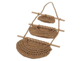 Hanging Fruit Basket 3 Tier Wall Mounted Handcraft Hemp Rope Wood 3 Tier Hanging Wall Basket for V1294-YM0717-3115220087211