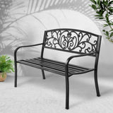Gardeon Outdoor Garden Bench Seat Steel Outdoor Furniture 3 Seater Park Black GB-STEEL-XG201-BK