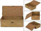Handwoven Rattan Storage Box with Lid and Removable Dividers, 26 x 16 x 10 cm V1188-MS-731-123