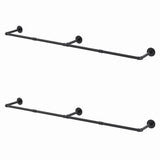 Artiss Clothes Rack Garment Rail Metal Industrial Pipe Wall Mounted 2 Pack HANGER-B-02-RAIL-BKX2
