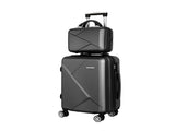 Wanderlite 2Set 20 Inch Luggage Case with 12 Inch Handheld Luggage Box Hard Shell Travel Suitcase LUG-ABS-CB-12-20-BK