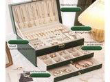 Pink Large Lockable Jewellery Box with 3 Drawers PU Leather Jewellery Organiser Case for Rings V888-ELOSUNG54213