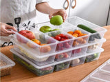 Divided Veggie Tray With Lid, Salad Bar Containers For Fridge Organizer, 5 Compartment Snack Box V1366-AZ2-W-12605