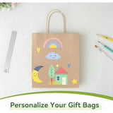 100 Pcs Brown Kraft Gift Bags With Handles, Medium Paper Bags for Craft Shopping Business Party V1237-MS-724-141