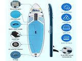 Weisshorn Stand Up Paddle Board 10.6ft Inflatable SUP Surfboard Paddleboard Kayak Surf Blue SUP-D-106FT-80-15-BU