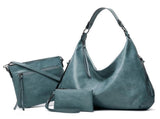 Women's Soft Leather Tote Bags 3pcs Fashion Handbag Wallet Shoulder Purse Set V1263-JX-3523