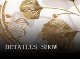 3D Handmade Metal Art Decor,Golden Ginkgo Leaves Metal Decor with Frame, Gold Metal Art V1338-MN-AU-GS1630A