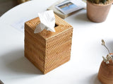 Rattan Tissue Box Cover Square, Hand Woven Wicker Tissue Holder, 5.5 x 5.5 X 5.7 inch, V1189-LWWAL-20260325-00404