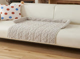 Light Grey Pet Sofa Protector & Calming Bolster Bed with Cable Knit - 75x75CM Thickened Non Slip V888-ELOSUNG45690