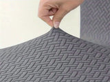 Square Saddle Bar Stool Covers Set of 4, Stretch Jacquard Washable Seat Slipcovers, Taupe V1188-MS-721-166