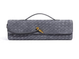 Retro Woven Baguette Handbag for Women Suede Texture PU Leather Shoulder Crossbody Bag Elegant V888-ELOSUNG41396