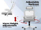 Artiss Home Office Desk and Chair Set, 136cm L Shaped Computer Desk with Shelves & Cable Management, FURNI-DESK01-MESH-GY-WH